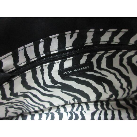 Vera Bradley Black Microfiber Quilted Clutch Bag, Front and Inside Pockets - Picture 7 of 8